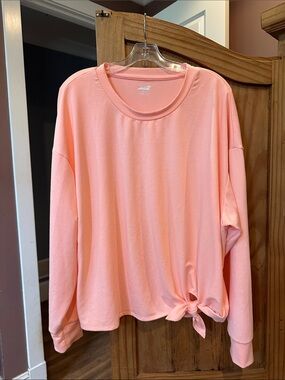 Avia Coral Pink Tie-Hem Long Sleeve Sweatshirt